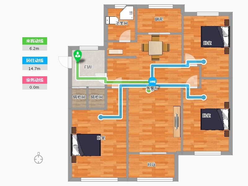 山东省-青岛市-紫悦府112㎡户型-89.03-户型库-动静线