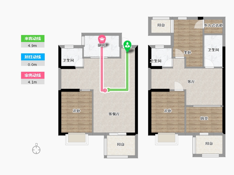 湖南省-长沙市-澳海谷山府14号楼135㎡户型-114.98-户型库-动静线