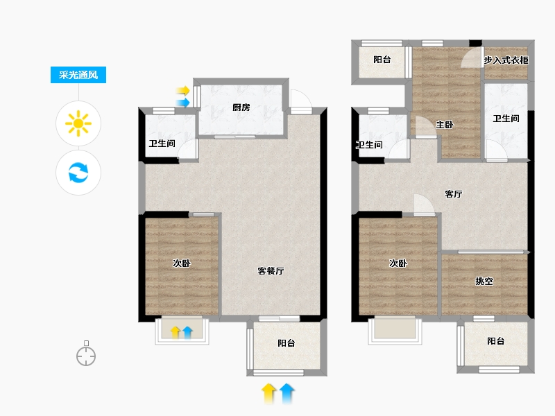 湖南省-长沙市-澳海谷山府14号楼135㎡户型-114.98-户型库-采光通风