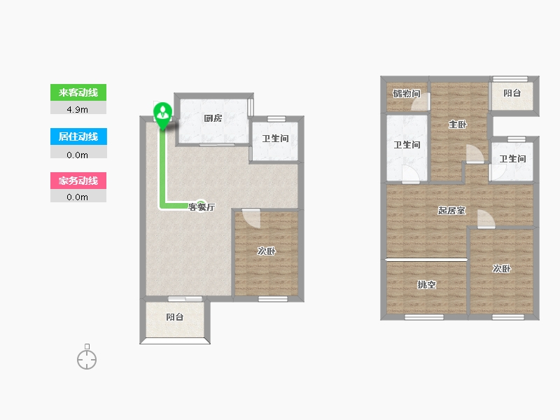 湖南省-长沙市-澳海谷山府9号楼135m²-119.08-户型库-动静线