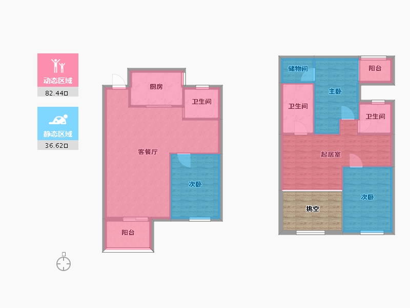 湖南省-长沙市-澳海谷山府9号楼135m²-119.08-户型库-动静分区