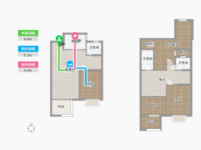 湖南省-长沙市-澳海谷山府9号楼145m²-128.60-户型库-动静线