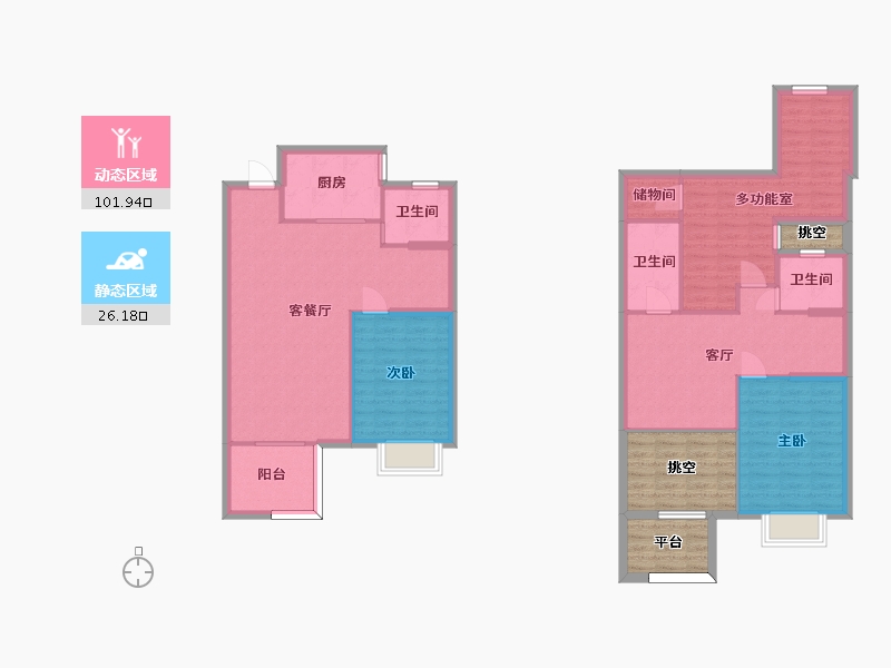 湖南省-长沙市-澳海谷山府9号楼145m²-128.60-户型库-动静分区