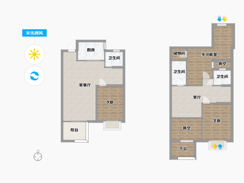 湖南省-长沙市-澳海谷山府9号楼145m²-128.60-户型库-采光通风