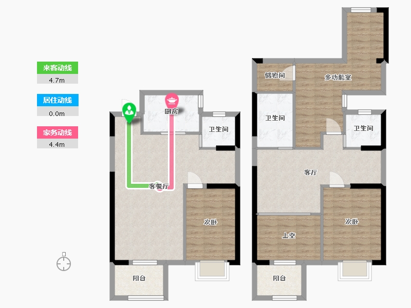 湖南省-长沙市-澳海谷山府14号楼144㎡户型-122.65-户型库-动静线