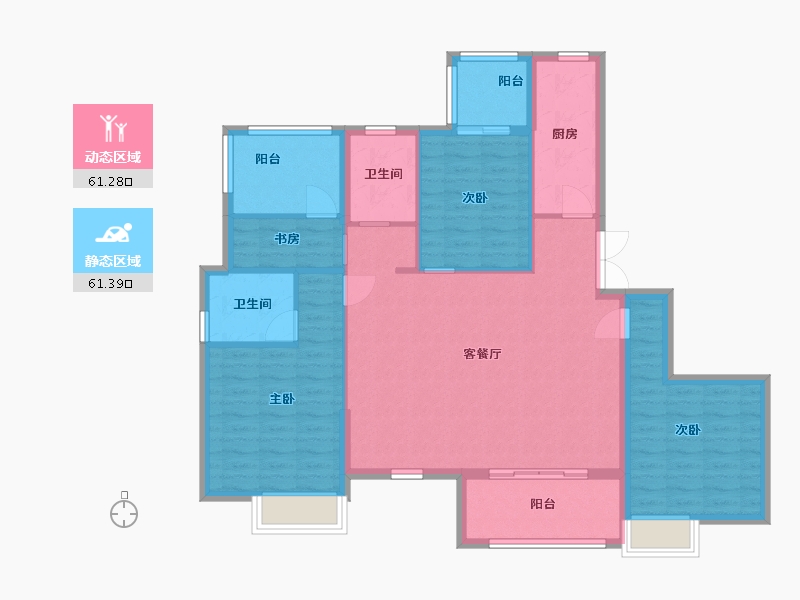 湖南省-长沙市-澳海谷山府17号楼D户型132m²-110.85-户型库-动静分区