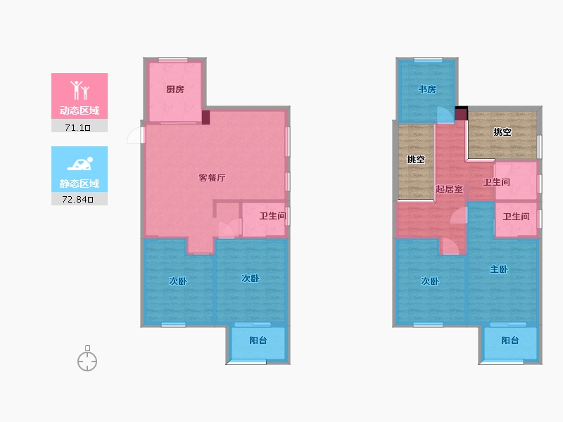 湖南省-长沙市-澳海谷山府9号楼162m²-142.85-户型库-动静分区