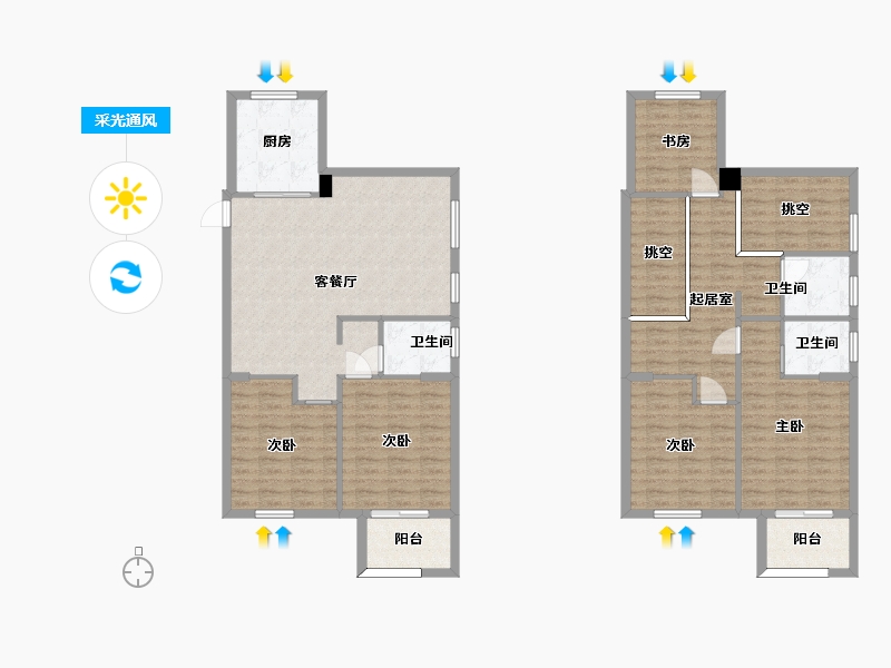 湖南省-长沙市-澳海谷山府9号楼162m²-142.85-户型库-采光通风