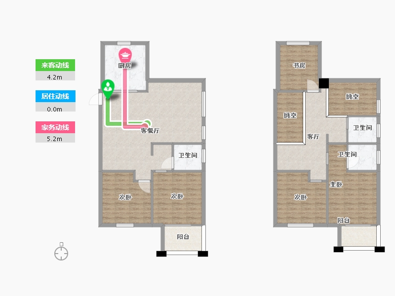 湖南省-长沙市-澳海谷山府14号楼158㎡户型-138.55-户型库-动静线