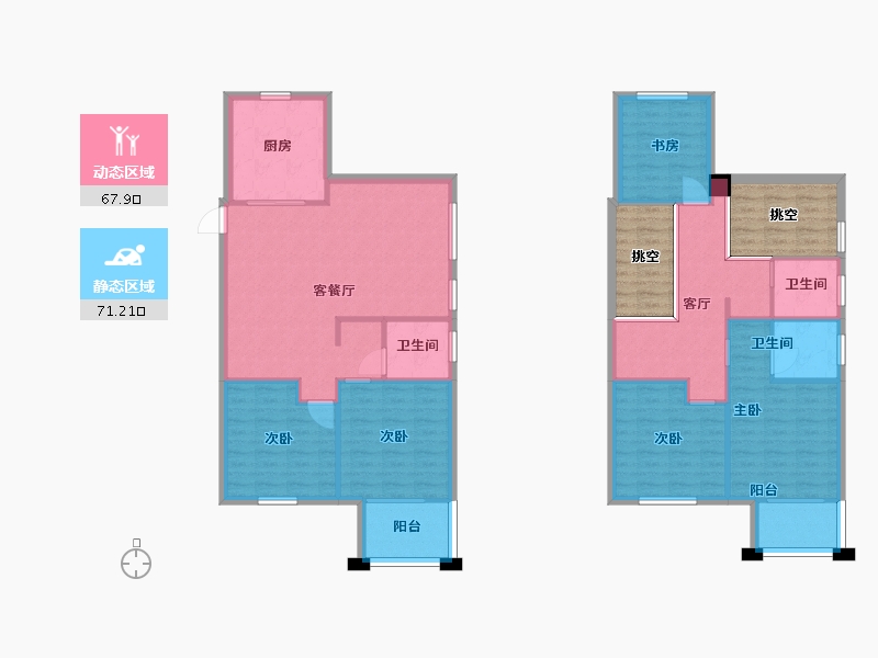 湖南省-长沙市-澳海谷山府14号楼158㎡户型-138.55-户型库-动静分区