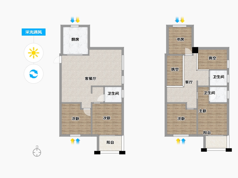 湖南省-长沙市-澳海谷山府14号楼158㎡户型-138.55-户型库-采光通风