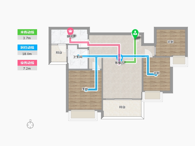 湖南省-长沙市-恒大揽湖苑22栋100m²-75.71-户型库-动静线