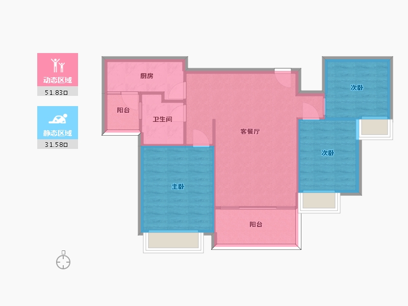 湖南省-长沙市-恒大揽湖苑22栋100m²-75.71-户型库-动静分区