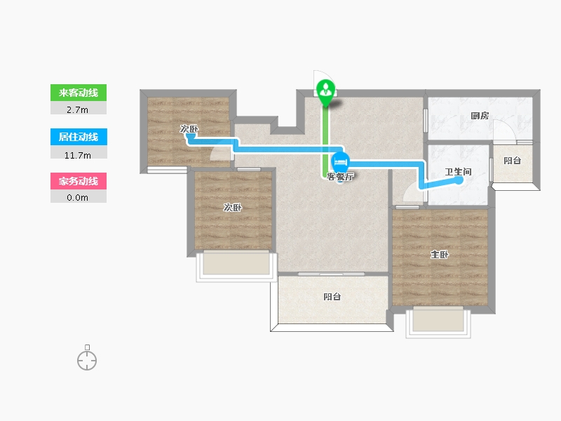 湖南省-长沙市-恒大揽湖苑21栋103m²-69.38-户型库-动静线