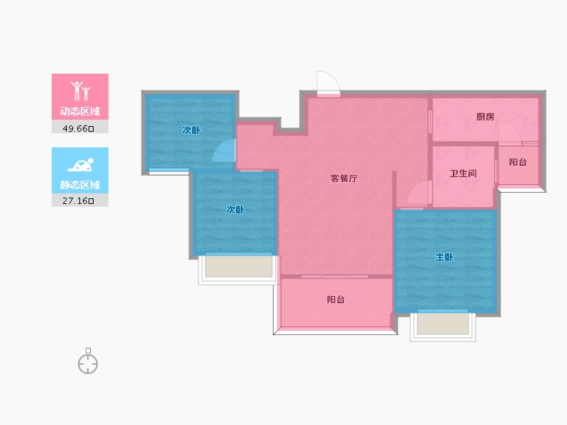 湖南省-长沙市-恒大揽湖苑21栋103m²-69.38-户型库-动静分区