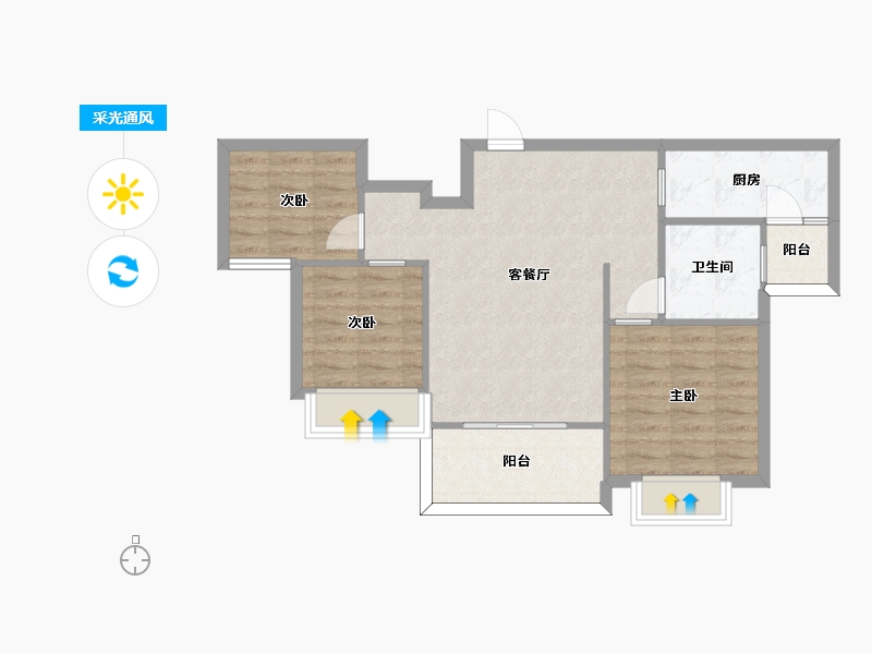 湖南省-长沙市-恒大揽湖苑21栋103m²-69.38-户型库-采光通风