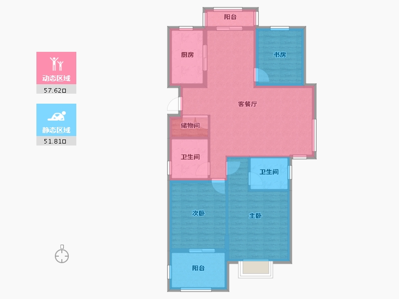 浙江省-嘉兴市-南江苑-98.34-户型库-动静分区