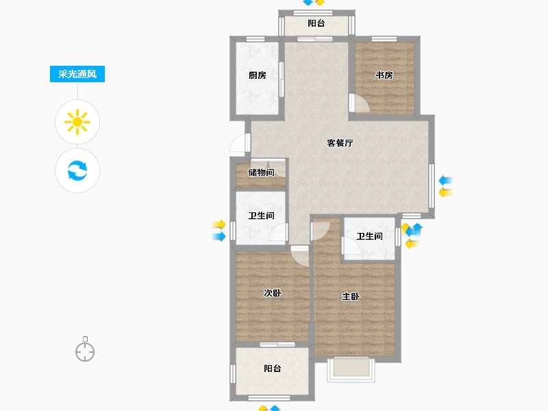 浙江省-嘉兴市-南江苑-98.34-户型库-采光通风