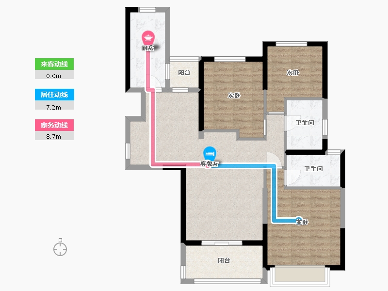 湖南省-长沙市-恒大揽湖苑21栋128m²-92.54-户型库-动静线