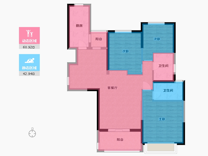 湖南省-长沙市-恒大揽湖苑21栋128m²-92.54-户型库-动静分区