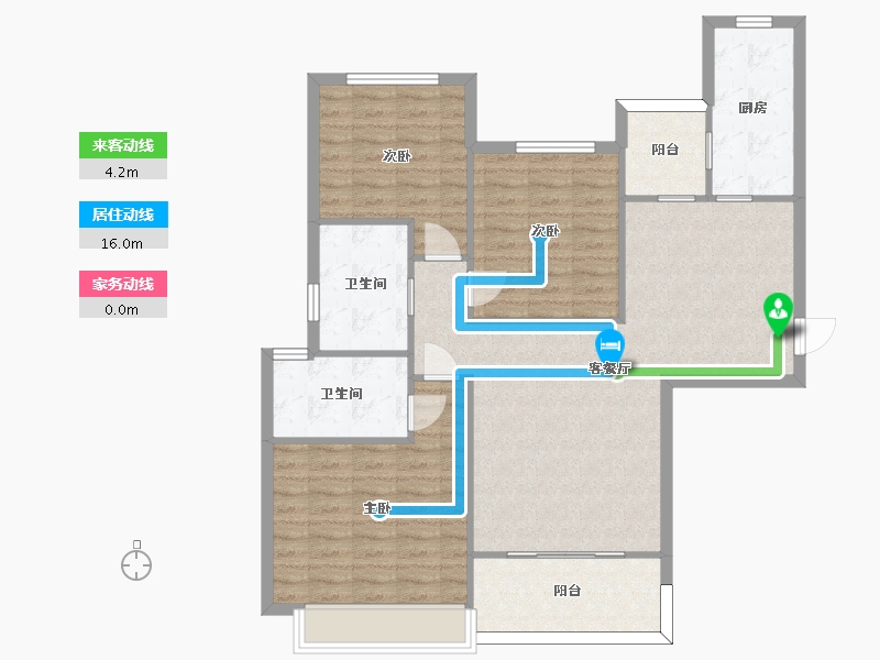 湖南省-长沙市-恒大揽湖苑21栋129m²-103.00-户型库-动静线