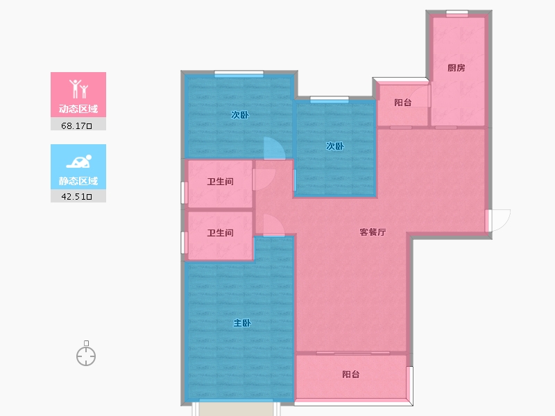 湖南省-长沙市-恒大揽湖苑22栋136m²-101.27-户型库-动静分区