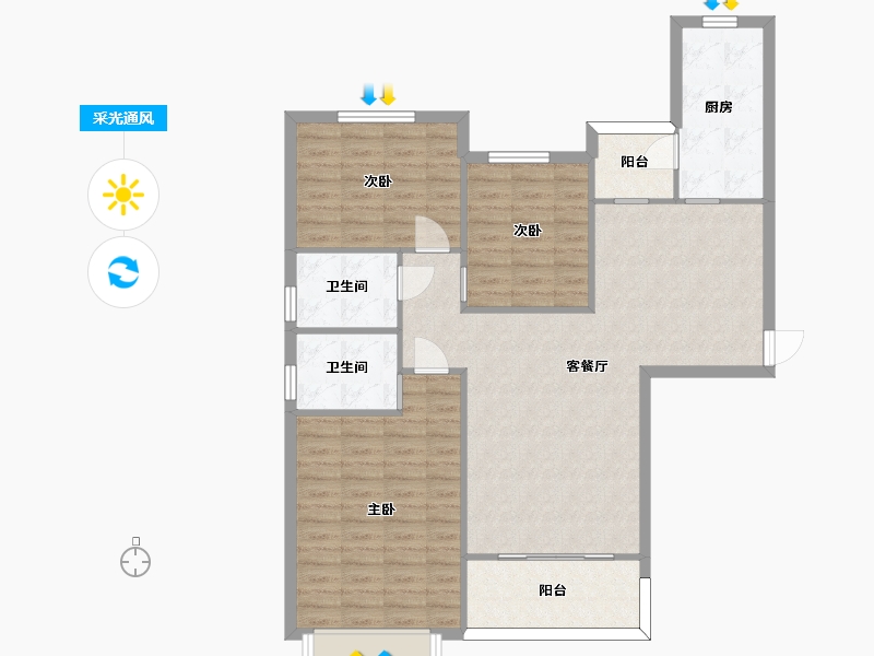 湖南省-长沙市-恒大揽湖苑22栋136m²-101.27-户型库-采光通风