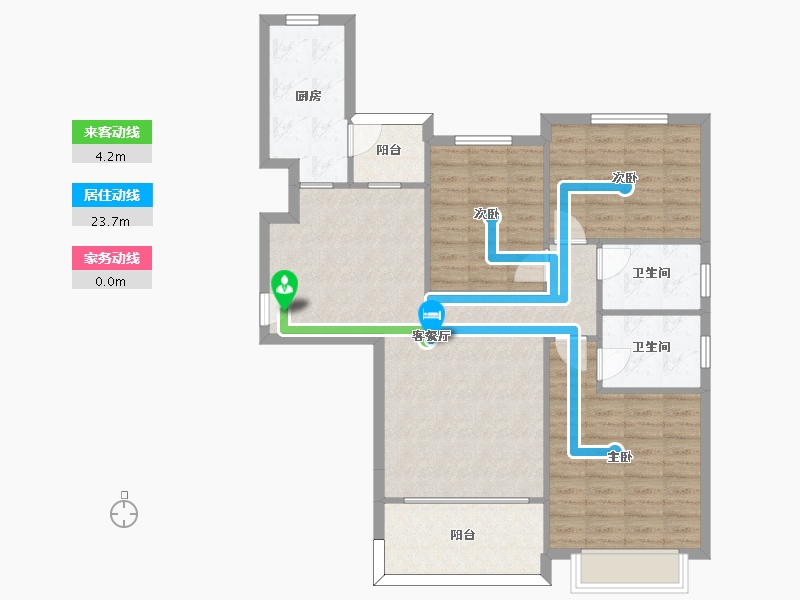 湖南省-长沙市-恒大揽湖苑21栋131m²-96.17-户型库-动静线