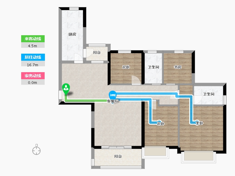 湖南省-长沙市-恒大揽湖苑22栋142m²-103.24-户型库-动静线