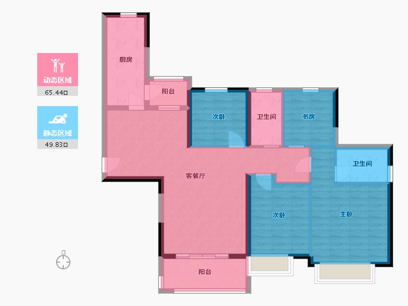 湖南省-长沙市-恒大揽湖苑22栋142m²-103.24-户型库-动静分区