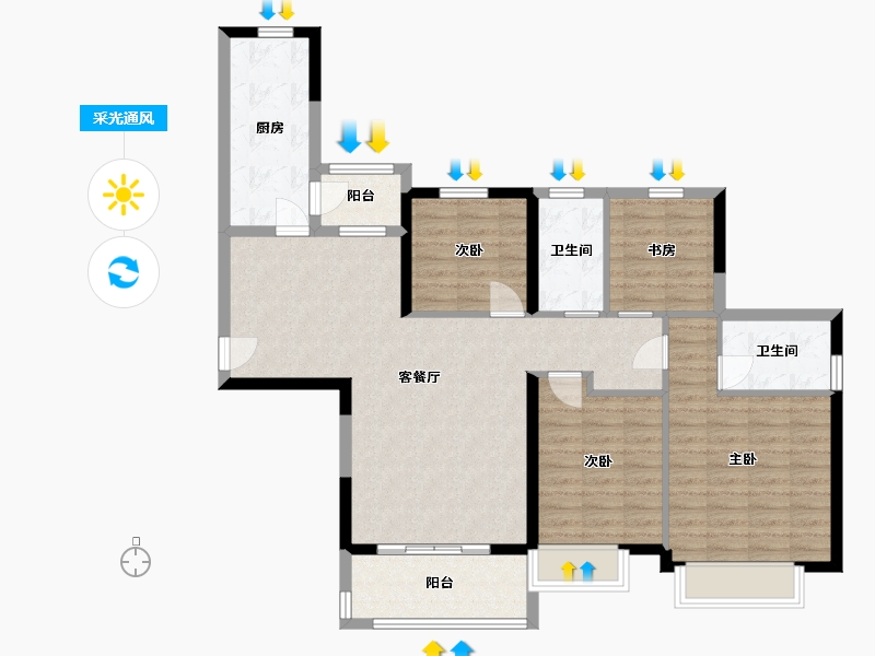 湖南省-长沙市-恒大揽湖苑22栋142m²-103.24-户型库-采光通风