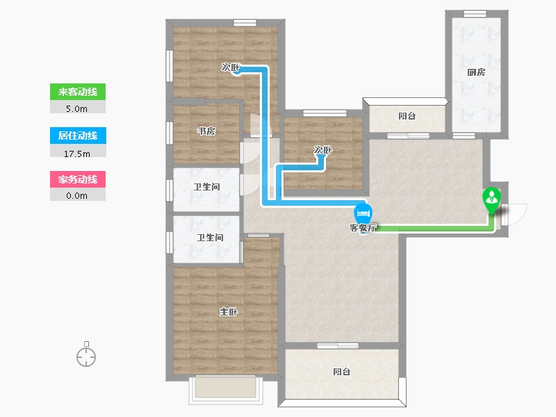 湖南省-长沙市-恒大揽湖苑21栋144m²-105.26-户型库-动静线