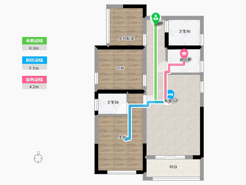 湖南省-长沙市-才子城A户型91m²-68.42-户型库-动静线