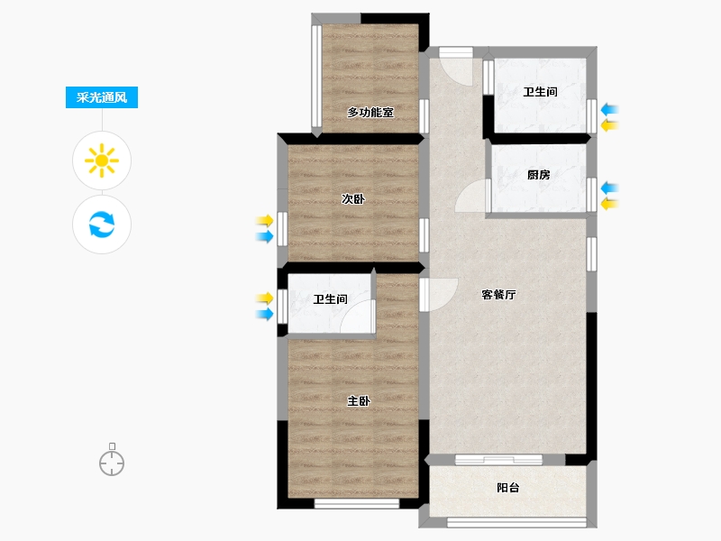 湖南省-长沙市-才子城A户型91m²-68.42-户型库-采光通风