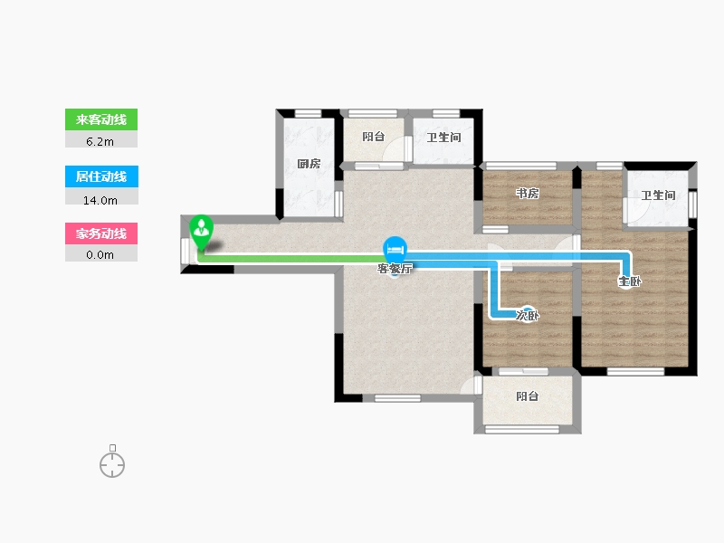 湖南省-长沙市-才子城B户型110m²-83.63-户型库-动静线