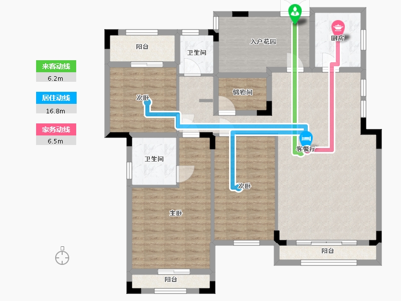 湖南省-长沙市-熙庭原著11号楼A149m²-122.02-户型库-动静线