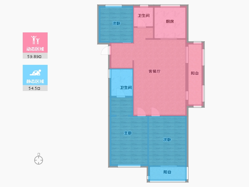 湖南省-长沙市-澳海澜庭38号楼A3户型131m²-104.39-户型库-动静分区