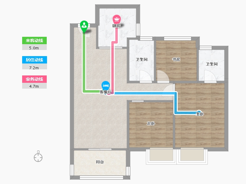 湖南省-长沙市-华润桃源里A3户型101m²-75.13-户型库-动静线