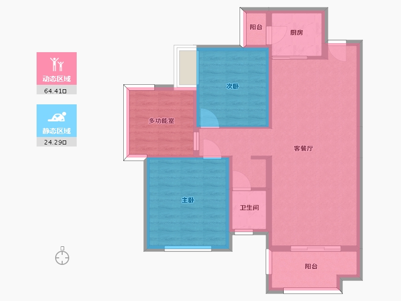 湖南省-长沙市-富兴悦府100.66㎡户型-79.05-户型库-动静分区