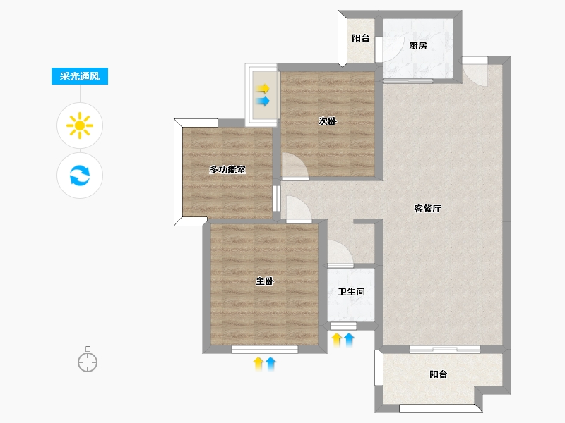 湖南省-长沙市-富兴悦府100.66㎡户型-79.05-户型库-采光通风