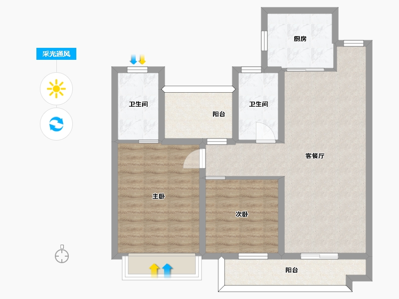 湖南省-长沙市-湾田望江府5,9栋B户型107m²-78.95-户型库-采光通风