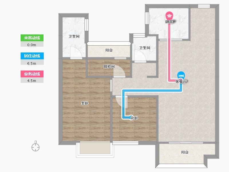 湖南省-长沙市-湾田望江府12栋H户型110m²-77.95-户型库-动静线