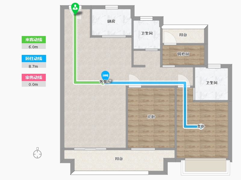 湖南省-长沙市-湾田望江府12栋G户型118m²-86.74-户型库-动静线