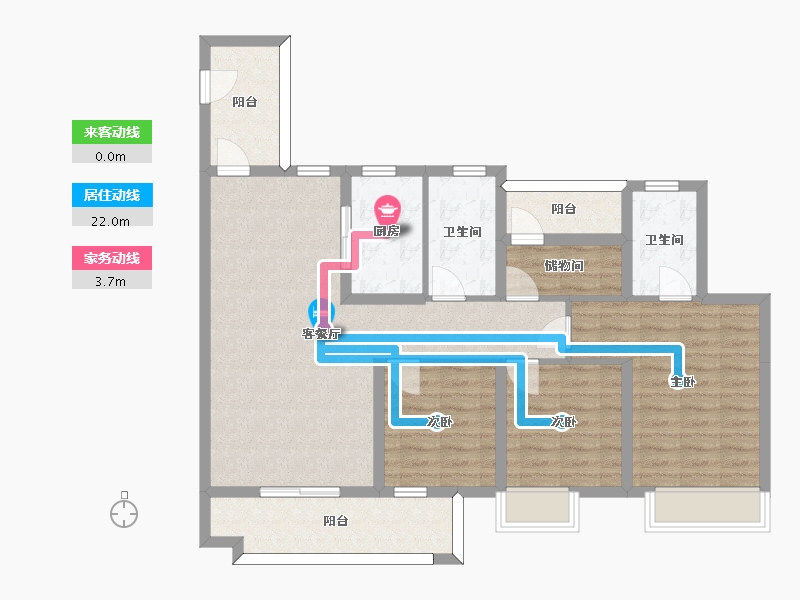 湖南省-长沙市-湾田望江府13,8栋130m²-98.02-户型库-动静线