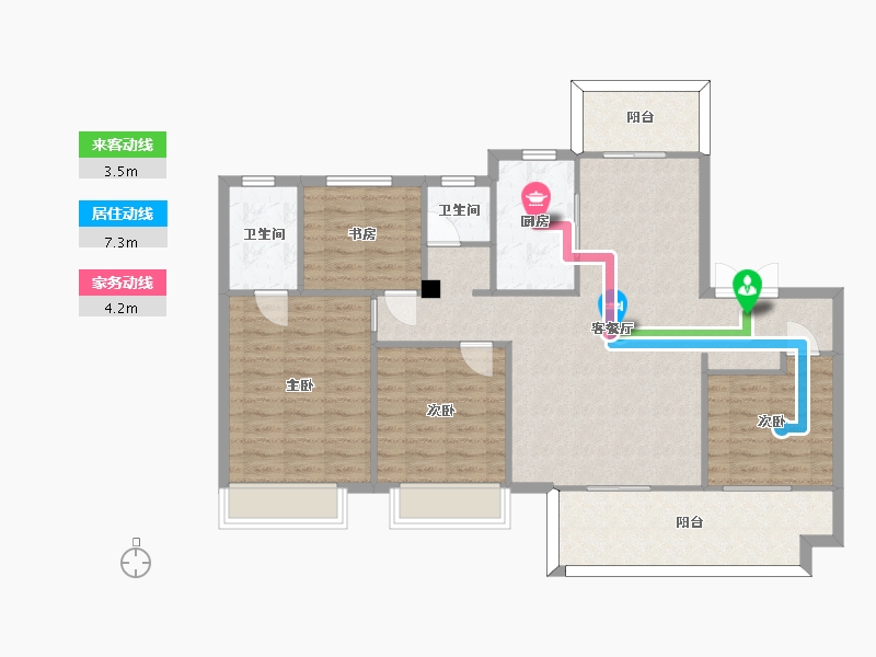 湖南省-长沙市-湾田望江府15.13栋Y02户型137m²-109.60-户型库-动静线