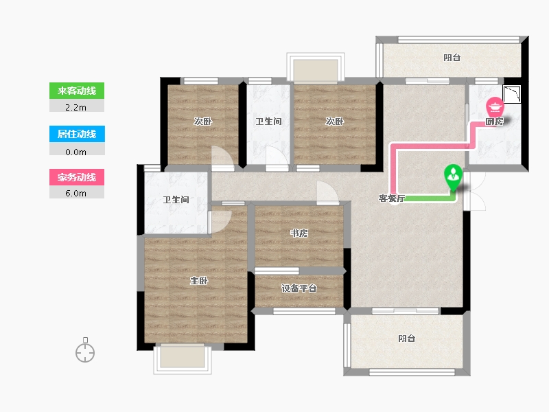 湖南省-长沙市-春晖花园雅逸户型2栋126m²-98.71-户型库-动静线