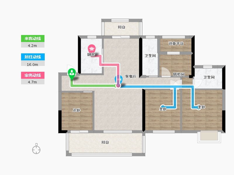 湖南省-长沙市-春晖花园宸章户型6栋126m²-104.00-户型库-动静线