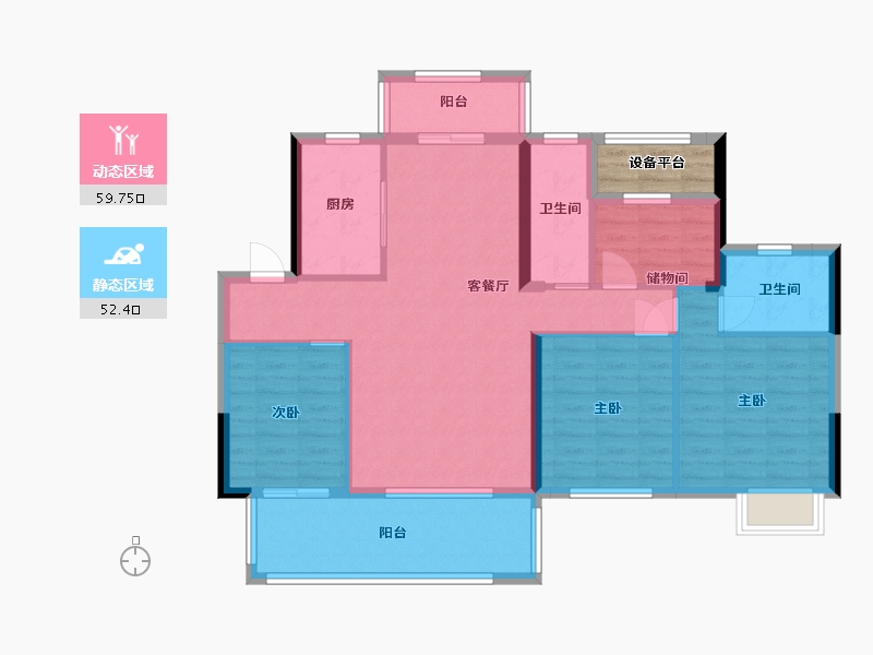 湖南省-长沙市-春晖花园宸章户型6栋126m²-104.00-户型库-动静分区