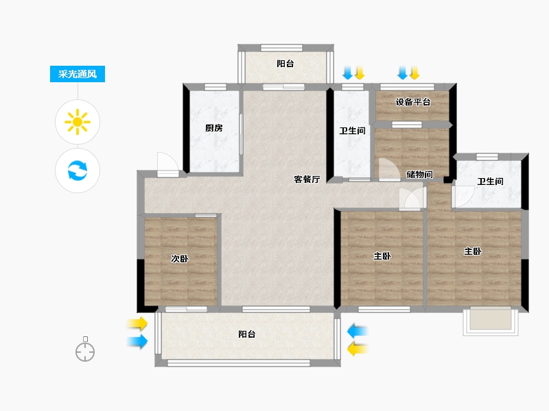 湖南省-长沙市-春晖花园宸章户型6栋126m²-104.00-户型库-采光通风