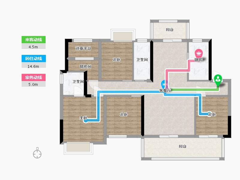 湖南省-长沙市-春晖花园宸极户型6栋142m²-113.00-户型库-动静线